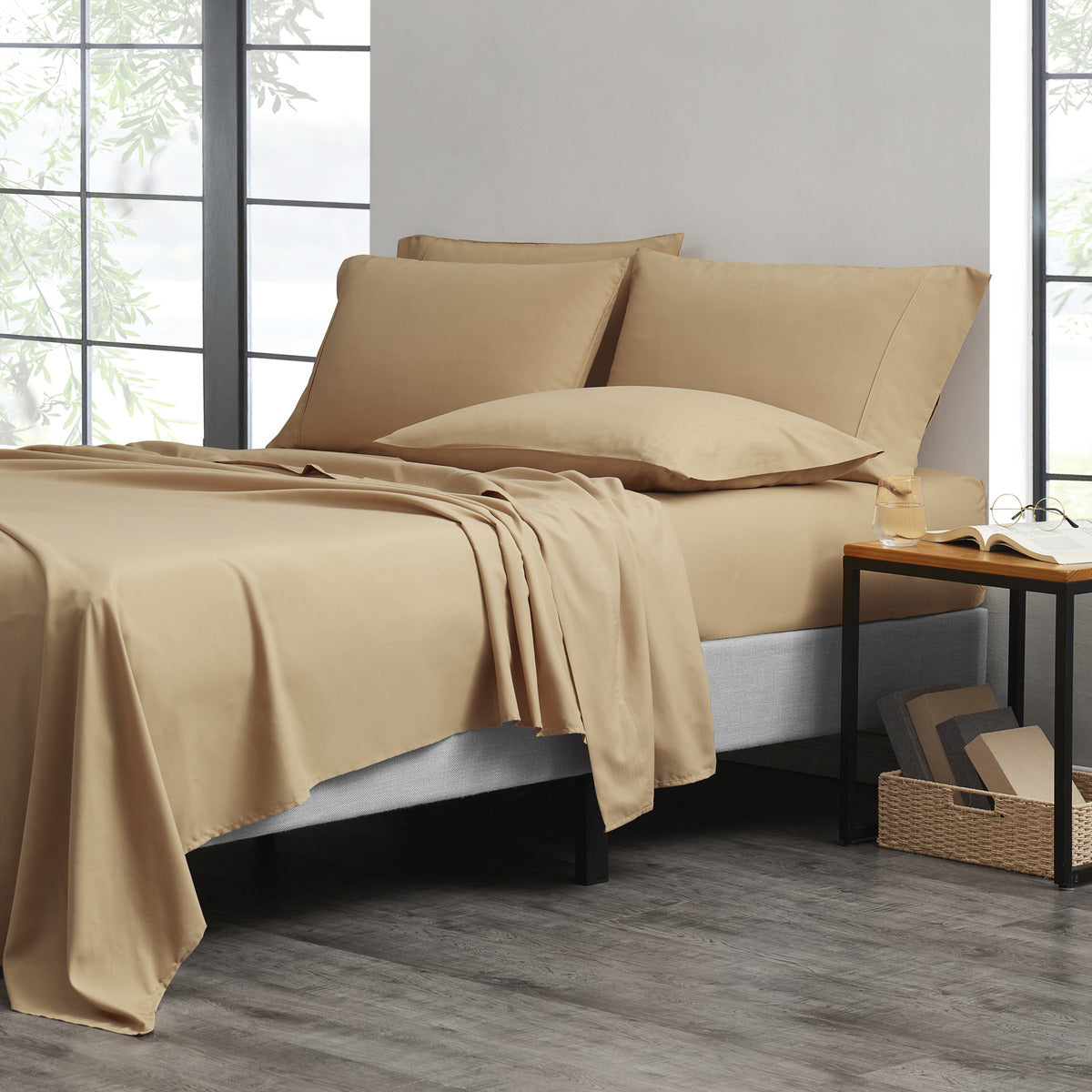 Bamboo Blend Cooling Sheet Set 6-Piece 2000 Thread Count Satin | Deep Pocket 16" Hypoallergenic Breathable Bed Sheets, Twin Full Queen King Cal King, 20 Colors
