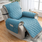 Quilted Recliner Sofa Cover Anti-Slip Wear-Resistant 4-Layer Fabric Dual Side Pockets Machine Washable Pet Home Bedroom Living Room 10 Colors 2 Sizes