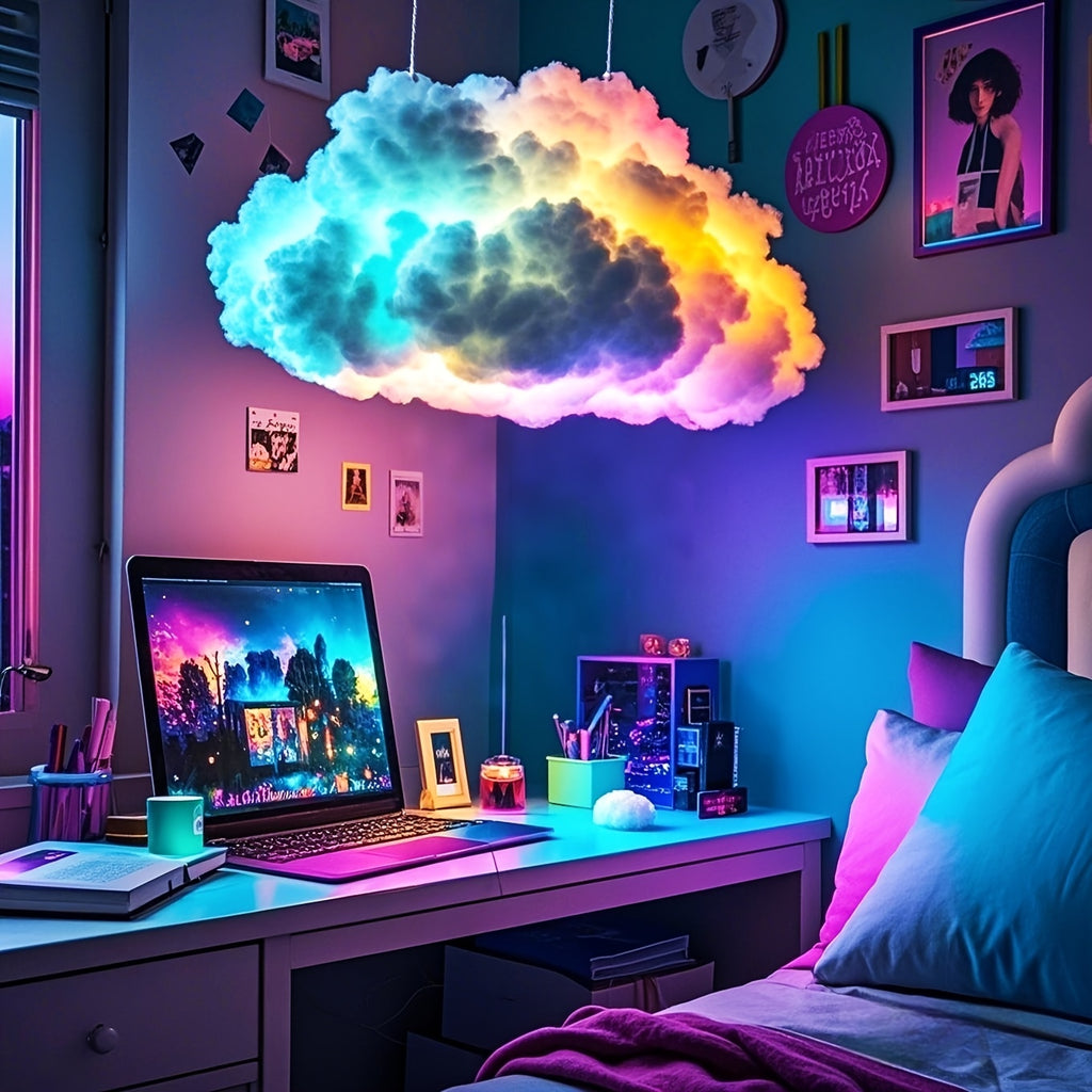 3D Thundercloud LED Atmosphere Light – Color-Changing USB Cloud Night Light for Gaming Room, Party, Garage & Club Decoration with Wall Mount & Freestanding Options