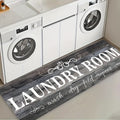 Non-Slip Runner Rug with Rubber Backing Machine Washable Gray Wood-Tone Farmhouse Floor Mat for Hallway Bathroom Laundry Room Multiple Sizes