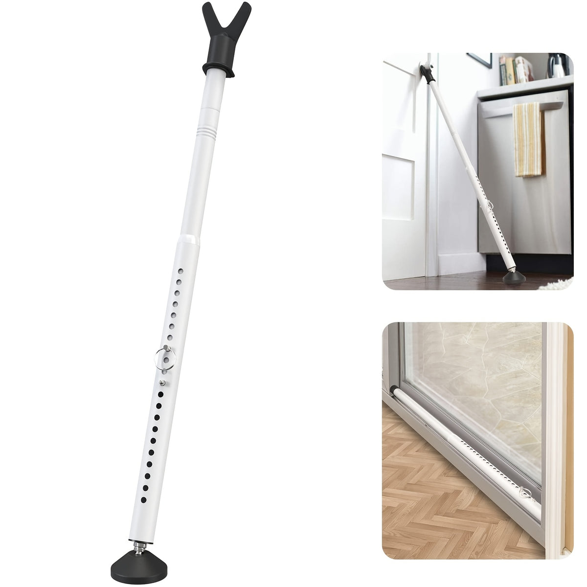 Door Security Bar Adjustable 20-52 Inch Heavy Duty Door Barricade Bar – Anti-Theft Door Jammer Stopper for Front Door, Bedroom, Apartment, Hotel Room, Window & Sliding Patio Door Security
