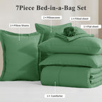 Bed in a Bag Queen 7 Piece Fluffy Comforter Set – Ultra-Soft Microfiber Bedding with Comforter, Fitted Sheet, Flat Sheet & 4 Pillowcases, Hypoallergenic Breathable All Season Bedding Gift for Her