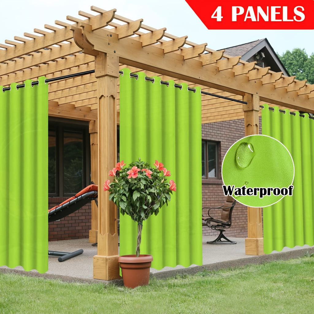 Outdoor Curtain Panels for Patio Gazebo Porch – Weather-Resistant, Light-Filtering Sun Block Privacy Drapes, 4 Panels, Multiple Sizes & Colors