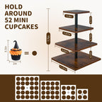 4 Tier Wood Cupcake Stand 360 Rotating Dessert Tower for 50 Cupcakes Farmhouse Tiered Cake Stand for Wedding Birthday Baby Shower Tea Party