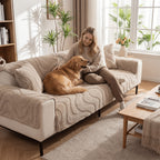 Velvet Sofa Cover Non-Slip Washable Plush Couch Slipcover Pet Friendly Thick Padded Furniture Protector 1 2 3 4 5 Seat Living Room Bedroom