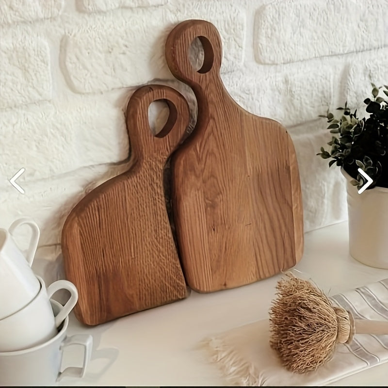 Acacia Wood Cutting Board Set of 2 Extra Thick Reversible Wooden Chopping Boards with Handle - Large Kitchen Board for Meat, Bread & Cheese, Charcuterie Serving Board Gift Set