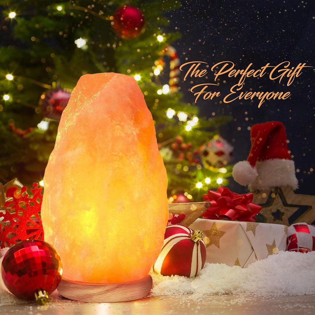 Himalayan Salt Lamp Set of 2 – Pink Crystal Night Light with Neem Wood Base, USB Dimmer Switch, Warm Glow for Bedroom & Relaxation