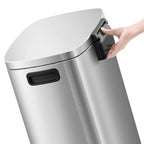 13-Gallon Stainless Steel Trash Can with Soft-Close Lid & Foot Pedal, Fingerprint-Resistant Kitchen Garbage Can with Removable Inner Bucket, Odor-Proof Touchless Waste Bin for Kitchen Bedroom Office – 2 Colors