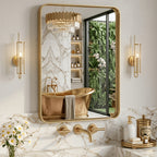Metal Framed Rounded Rectangle Wall Mirror for Bathroom – Over Sink, Horizontal or Vertical Hanging, Modern Farmhouse Decor, Matte Black, Gold & Silver, Multiple Sizes 16x20 to 36x48 In