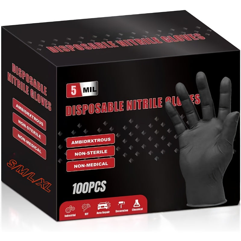 Thickened Nitrile Gloves Disposable Diamond Fingertip Pattern Latex Free Powder Free Heavy Duty Industrial Gloves for Automotive Cleaning Manual Labor S M L XL