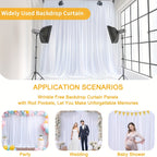 Wrinkle-Free White Backdrop Curtains Polyester, Wedding Party Photo Backdrop Drapes Rod Pocket, Single Panel or Sets of 6 8 12 Pieces