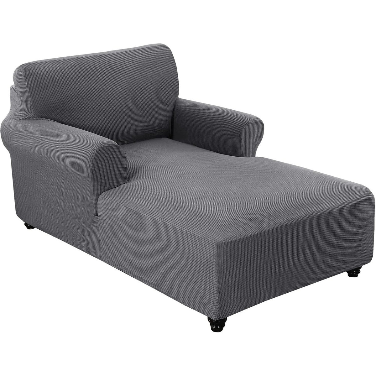 Chaise Lounge Cover Stretch Slipcover – Jacquard Lattice Fabric, Soft Machine Washable Chair Cover with No or Double Armrests for Living Room Bedroom, 11 Colors