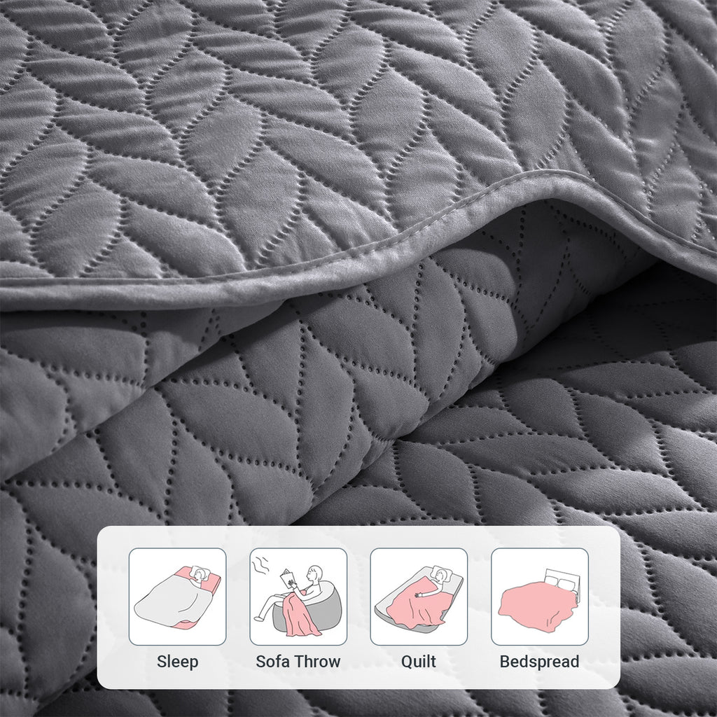 Microfiber Quilt Bedspread Set All Season Lightweight – Soft Breathable Quilted Coverlet Twin Full Queen King 16 Colors Machine Washable