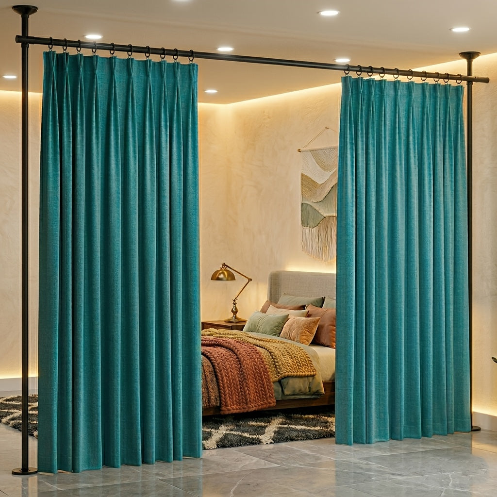 Privacy Room Divider Tension Pole No Drill 4-10ft Adjustable – Heavy Duty Floor to Ceiling Space Separator 28-70 Inch Wide for Home Kitchen Bedroom, Style A & B