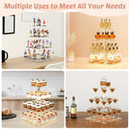 4-Tier Square Acrylic Cupcake Stand with LED Light Strip Holds 52 Cupcakes Dessert Display Tower for Weddings Birthdays Christmas Parties Graduations