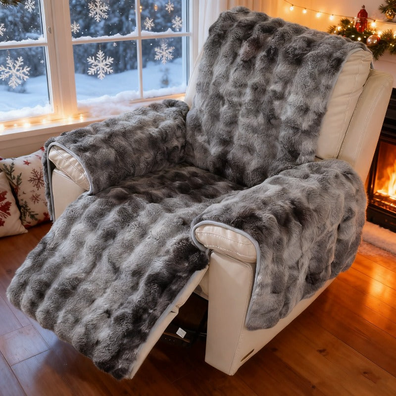 Thick Rabbit Plush Recliner Chair Cover – Soft Non-Slip Shaggy Sofa Slipcover
