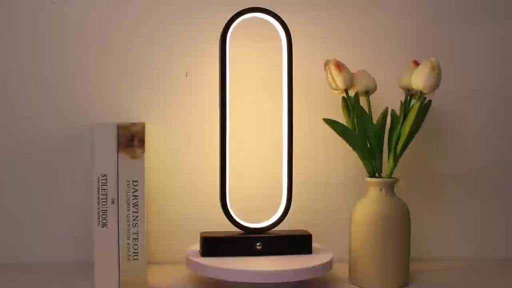 Modern Aluminum LED Ring Table Lamp, 3-Color Touch Control, USB Charging, 12.8" Spiral Metal Bedside & Desk Light – 1pc or 2pc
