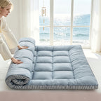 Cooling Breathable Mattress Topper | Soft Fiber Fill | Woven Fabric Cover | All Seasons | 6 Colors | Twin Full Queen King