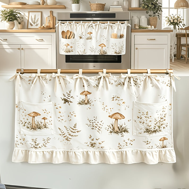 Appliance Skirt Curtain with Pockets – Farmhouse Kitchen Decor, Blackout Polyester, Grommet Top, Ruffled Trim | Hides Dishwasher, Washing Machine & Range Clutter | Nuvia Haven