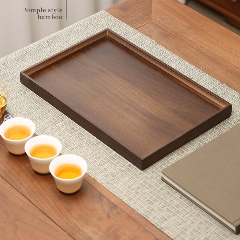Dark Walnut Bamboo Serving Tray Rectangular Vintage Bamboo Composite Water Resistant for Home Restaurant Hotel Display Size S M L XL