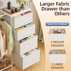 Fabric Dresser with Clothes Rack & Drawer Tower – 4 or 5 Drawers, Sturdy Frame, Optional LED Lighting & USB Charging Station for Bedroom