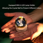 3D Hummingbird Crystal Ball Night Light Colorful LED Wooden Base Laser Engraved Hummingbird Statue Home Office Decor Holiday Gift for Teens Friends