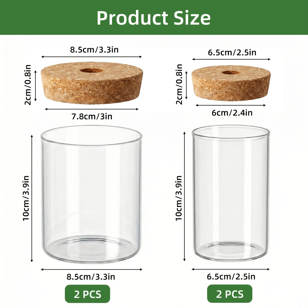 Glass Plant Propagation Station 4pcs Desktop Vase Set 2 Large 2 Small for Plant Cuttings Water Propagation Living Room Bedroom Home Decor