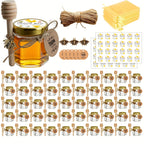 Mini Hexagon Honey Jar Favor Set – 1.5oz Glass Jars with Golden Lid, Bee Charm, Honey Dipper & Gift Tags | 20-60 Pcs | Wedding, Baby Shower & Party Favors