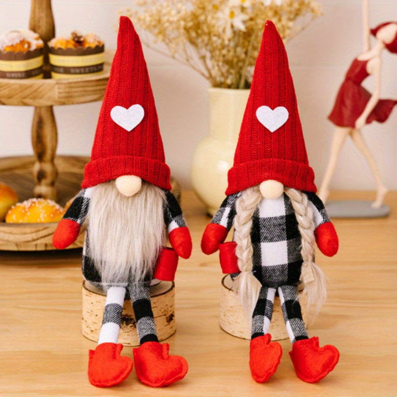 Gnome Home Decor Set of 2 Collectible Gnome Figurines Holiday Decor for Living Room Bedroom Office Desktop Ornaments Birthday Mothers Day Fathers Day Gifts for Women Men Cute Scandinavian Tomte Shelf Decor