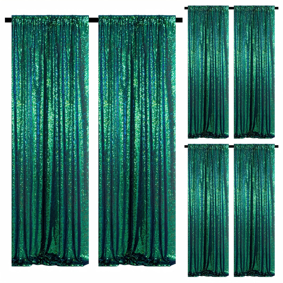 Sequin Curtains Backdrop 4 & 6 Panels 2x8FT - Shimmer Glitter Party Backdrop Curtain for Wedding Birthday Bachelorette Photo Booth, 25 Colors Reusable Event Decoration