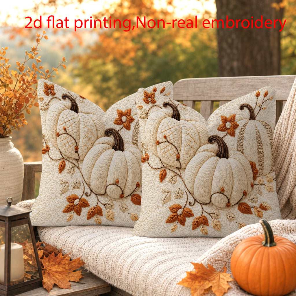 Boho Rustic Pumpkin Fall Throw Pillow Covers Set of 2 – Farmhouse Cushion Covers with Zipper, 4 Sizes 12x12 16x16 18x18 20x20 for Sofa Bed Car Autumn Decor, No Inserts
