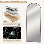 Full Length Floor Mirror Arched Freestanding Large Full Body Standing Mirror with Sturdy Base Polished Surface for Bedroom Living Room Bathroom Space Enhancing Home Decor