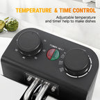 1700W Large Electric Deep Fryer with Time & Temperature Control Stainless Steel View Window Lid Frying Basket 101oz & 1.32 Gallon