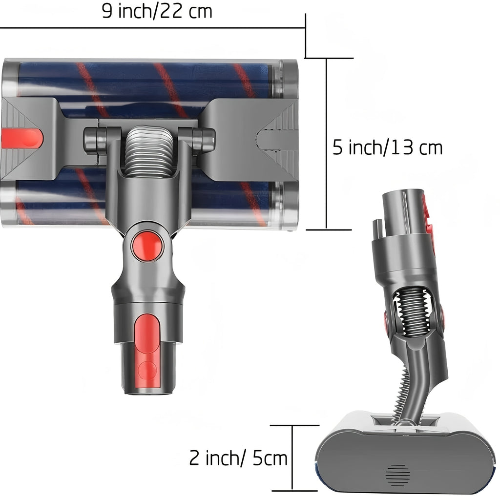 Dual Soft Roller Brush Head Replacement – Compatible with Dyson V7, V8, V10, V11 & V15 Cordless Vacuums | 360° Swivel Pulleys | Hard Floor Nozzle