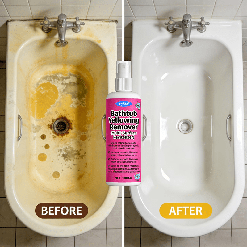 Bathtub De-Yellowing Spray Cleaner 3.38oz Quick-Acting Acrylic Plastic Restorer – Multipurpose Whitening Spray for Bathtub Car Home Appliances