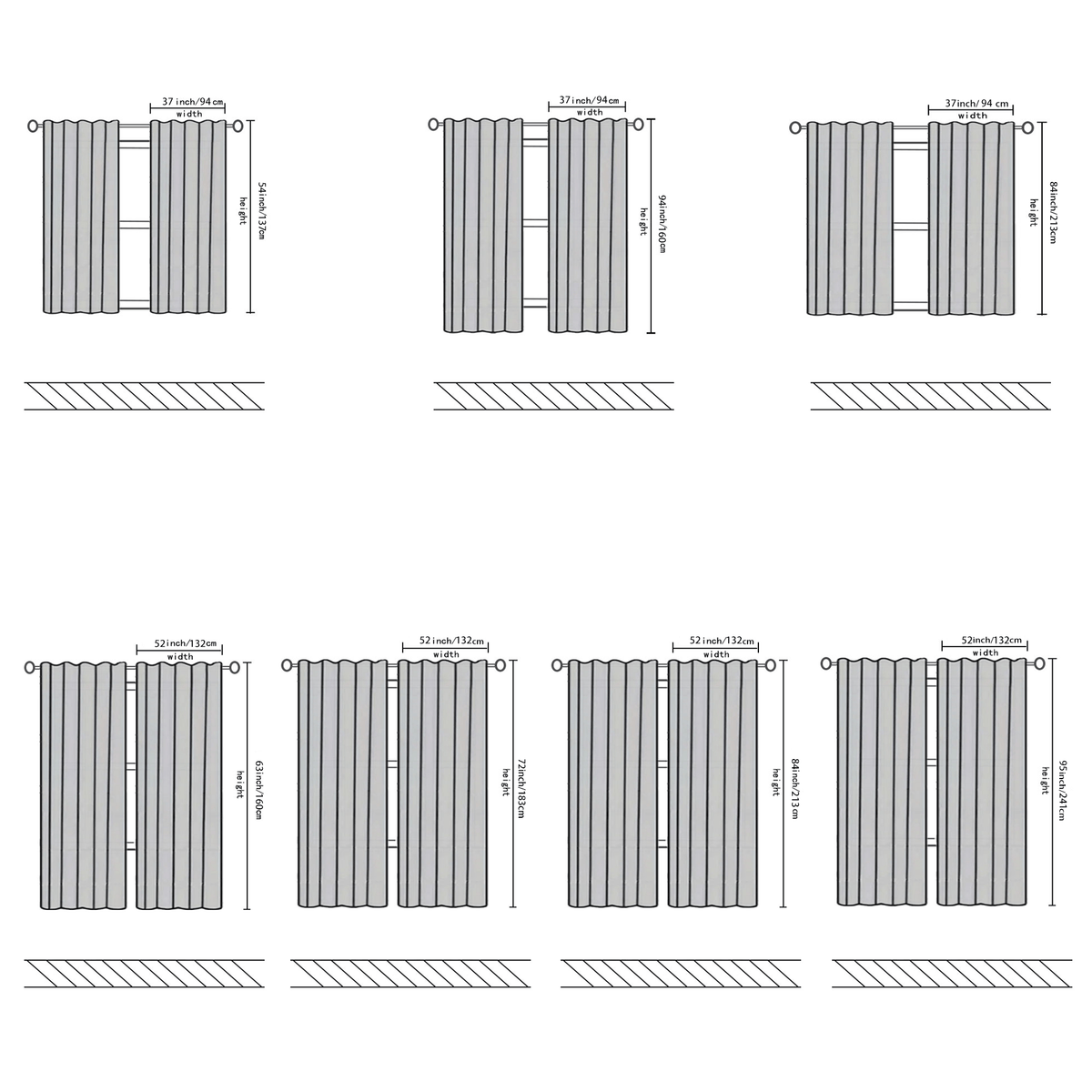Blackout Curtains 4 Panel Set Rod Pocket – 100% Thermal Insulated Noise Reducing Solid Polyester, Laminated Lining, 7 Colors 7 Sizes