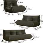 Caterpillar Floor Bean Bag Sofa – Teddy Velvet High-Density Foam Ergonomic Lounge Sofa, 1-2-3 Person, for Living Room Bedroom Game Room, Multiple Colors
