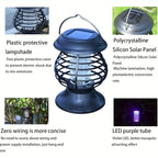 Solar UV Mosquito Killer Lamp Outdoor Electric Grid Sticky Board Dual Trap Flying Insect Killer No Power Needed for Courtyard Terrace Garden Patio Black