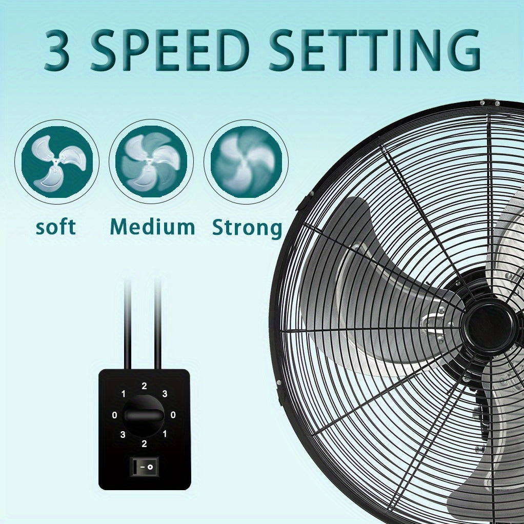 Industrial Wall-Mount Oscillating Fan – 7000 CFM High Velocity, 3-Speed, 120° Auto-Swing, Ultra-Quiet <55dB, for Home, Garage & Warehouse | 20” / 24” / 30”