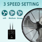 Industrial Wall-Mount Oscillating Fan – 7000 CFM High Velocity, 3-Speed, 120° Auto-Swing, Ultra-Quiet <55dB, for Home, Garage & Warehouse | 20” / 24” / 30”