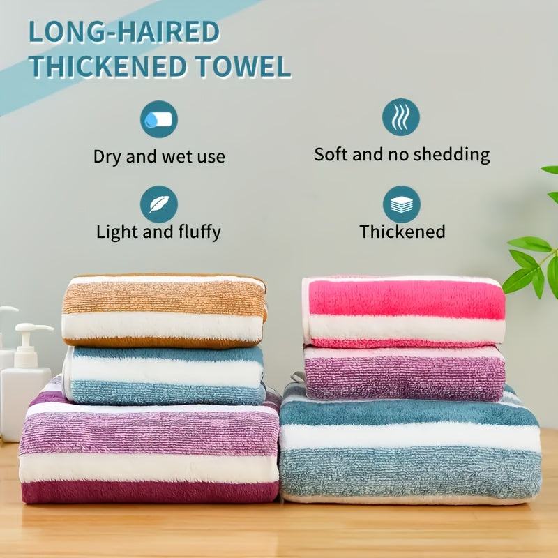 Classic Striped Bath Towel Set – 9 or 15 Piece No-Hair-Loss Super Absorbent Two-Color Towel Bundle | Large Bath Towels, Face Towels & Hand Towels for Bathroom & Beach