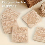 Unfinished Wood Coasters for Crafts DIY Engraving Painting – 4 Inch Square & Round Wooden Drink Coasters with Non-Slip Pad for Home Kitchen Coffee Table | 30 or 60 Pack