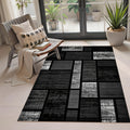Modern Bohemian Geometric Area Rug - Grey and Black Thick Rectangular Large Carpet Soft Non-Slip Machine Washable for High-Traffic Areas and Bedrooms