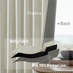 Faux Linen Blackout Curtains 2 Panels for Bedroom & Living Room – 100% Blackout, Back Tab & Rod Pocket, Thermal Insulated Farmhouse Drapes