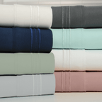 Bamboo Sheet Set 4-Piece 1800 Thread Count Deep Pocket – Soft Breathable Embroidered Bed Sheets Twin Full King, Wrinkle & Fade Resistant Microfiber Bedding Set