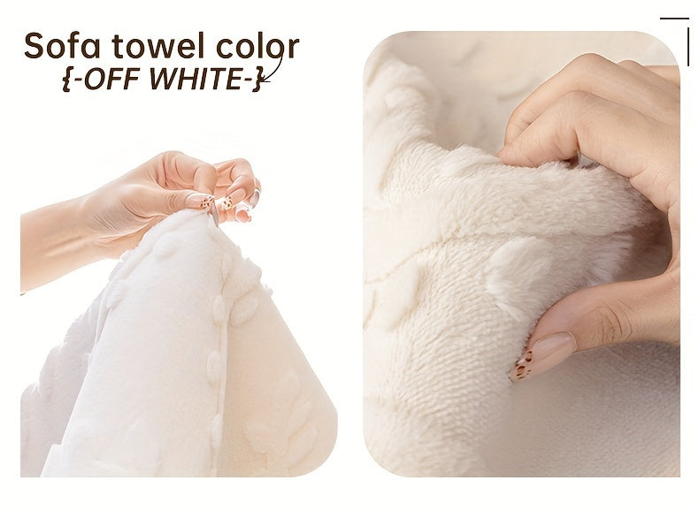 Faux Rabbit Fur Sofa Cover Thick Winter Warm Couch Protector Non-Slip Machine Washable Pet-Friendly Floral Sofa Slipcover for 1 2 3 4 Seater Living Room Bedroom