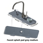 Silicone Sink Drying Mat & Faucet Splash Pad with Sponge Holder – Wave Pattern, 5° Drainage Slope, Heat-Resistant, 3 Sizes & 3 Colors for Kitchen & Bathroom Counter