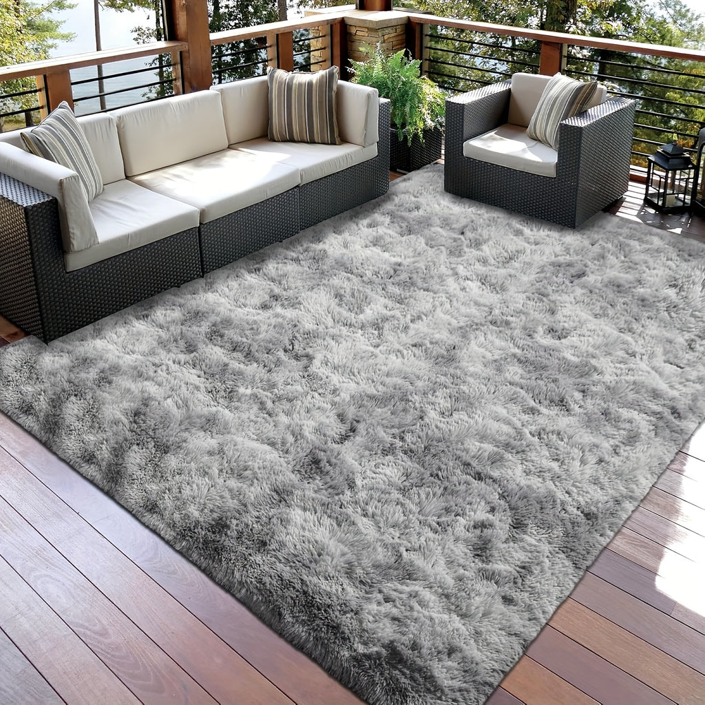 Shaggy Runner Rug Soft Fluffy Area Rug Non-Slip Plush Carpet for Bedroom Hallway Dorm Living Room – Jacquard & Tie-Dye Colors, 2x6 3x5 6x9 8x10 Feet