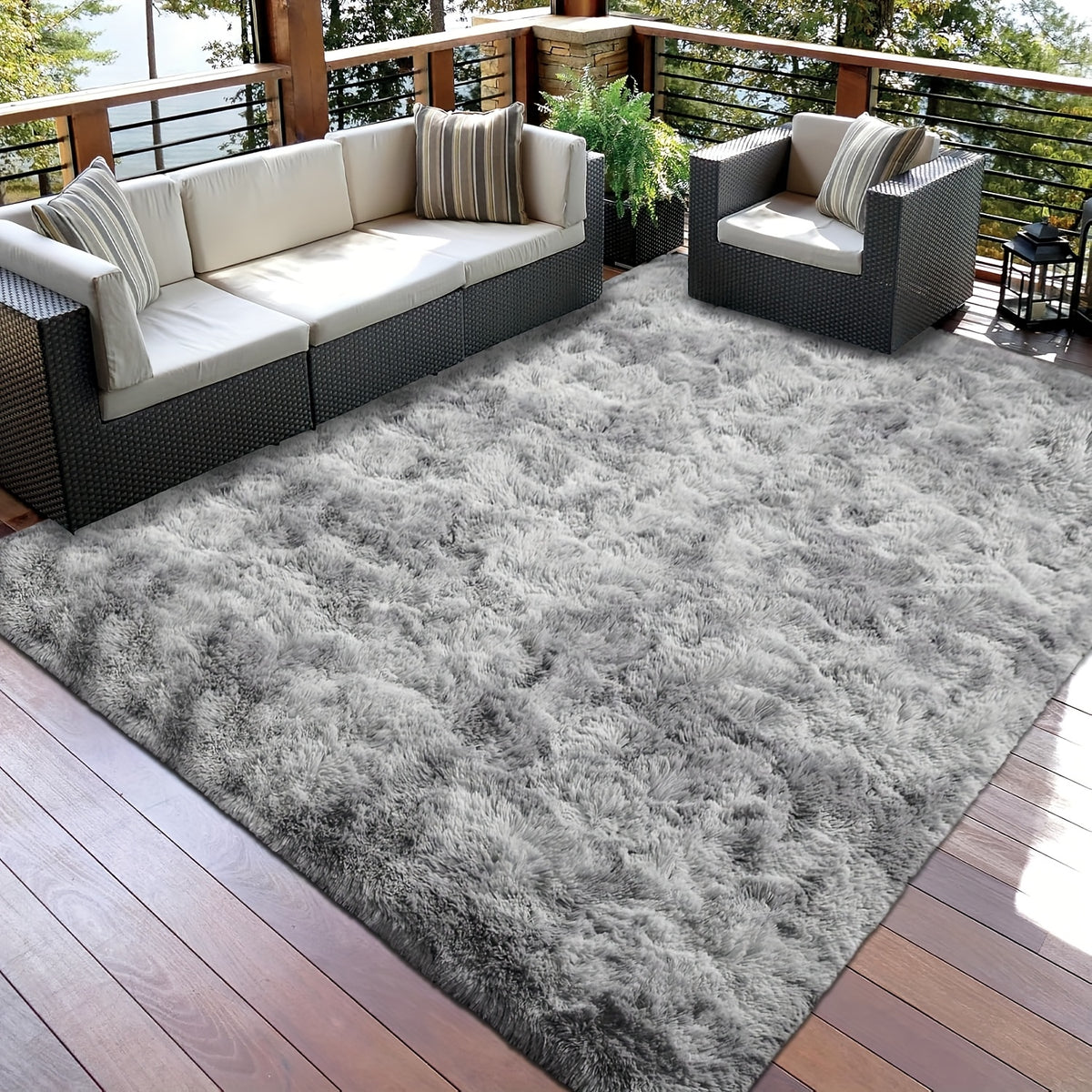 Shaggy Runner Rug Soft Fluffy Area Rug Non-Slip Plush Carpet for Bedroom Hallway Dorm Living Room – Jacquard & Tie-Dye Colors, 2x6 3x5 6x9 8x10 Feet