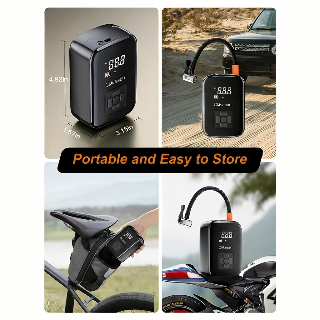 Portable Tire Inflator Cordless Air Compressor – 100W Digital Display, 4000mAh USB-C Fast Charge, 5 Modes, Multi-Nozzle, for Car Motorcycle Bicycle Tires & Sports Balls, 6 Colors